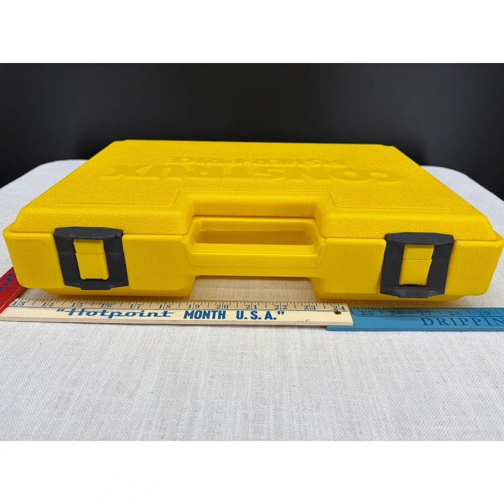Vintage 1983 Fisher-Price Construx Yellow Plastic Storage Carrying Case USA Made